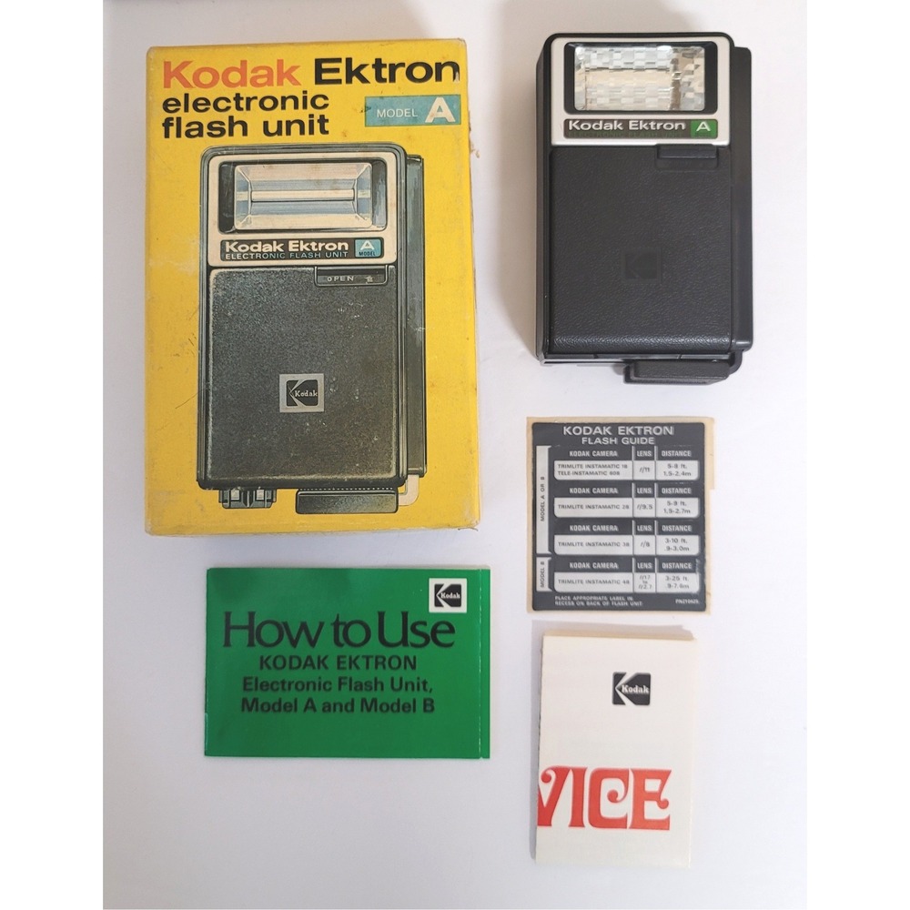 Kodak Ektron Electronic Flash Unit Model A Vintage Camera Accessory with Box